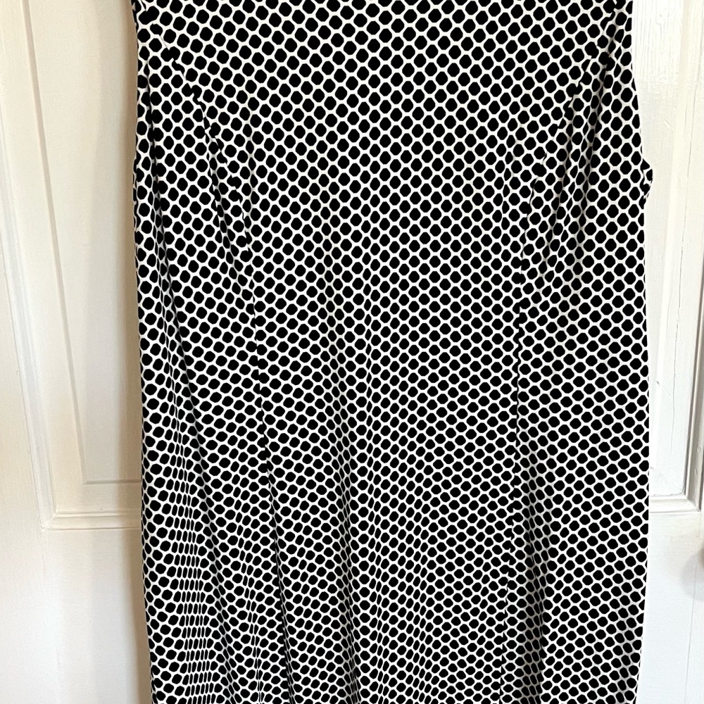 Talbots Black and White Geometric Midi Dress
